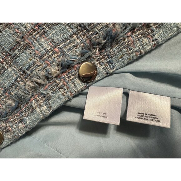 Ann Klein Tweed Double Breasted Blazer Jacket 14 Preppy Blue Pink Multi Metallic - Picture 16 of 16